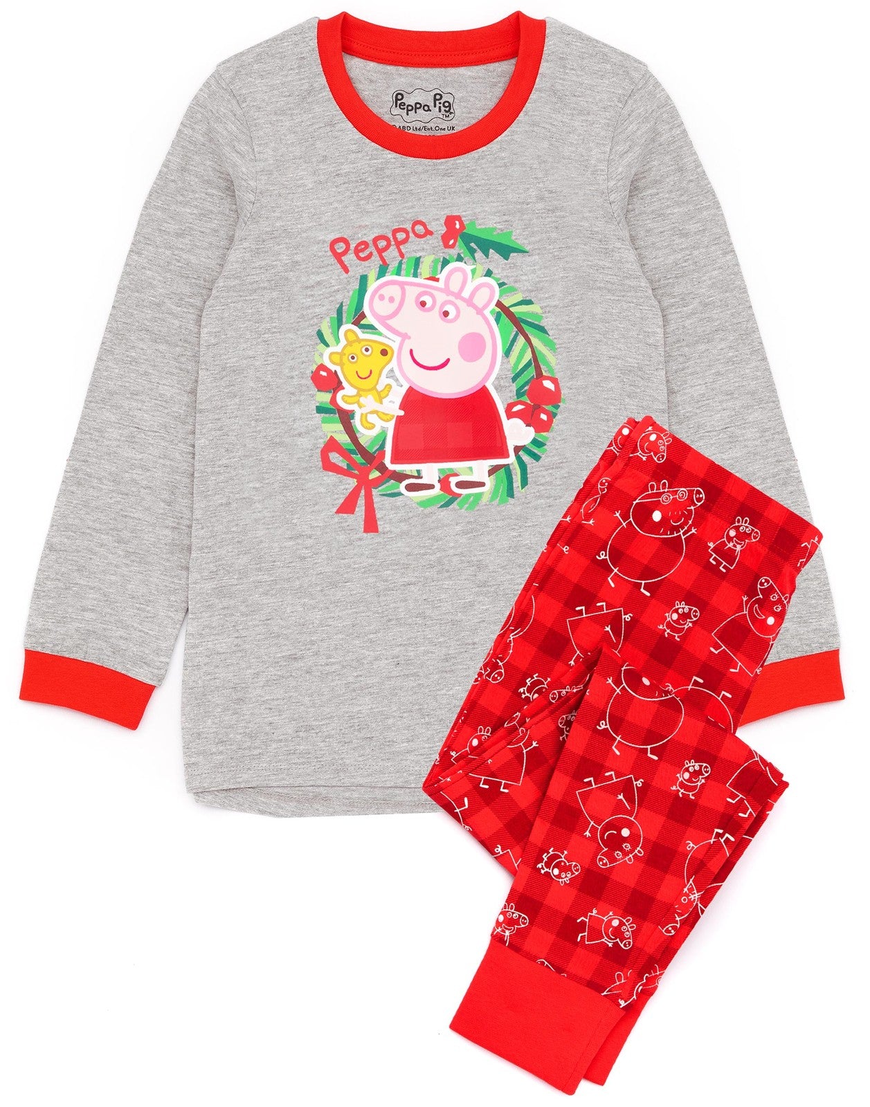 Peppa Pig Long Sleeve Long Leg Pyjama Set | Girls Red | Official Merch