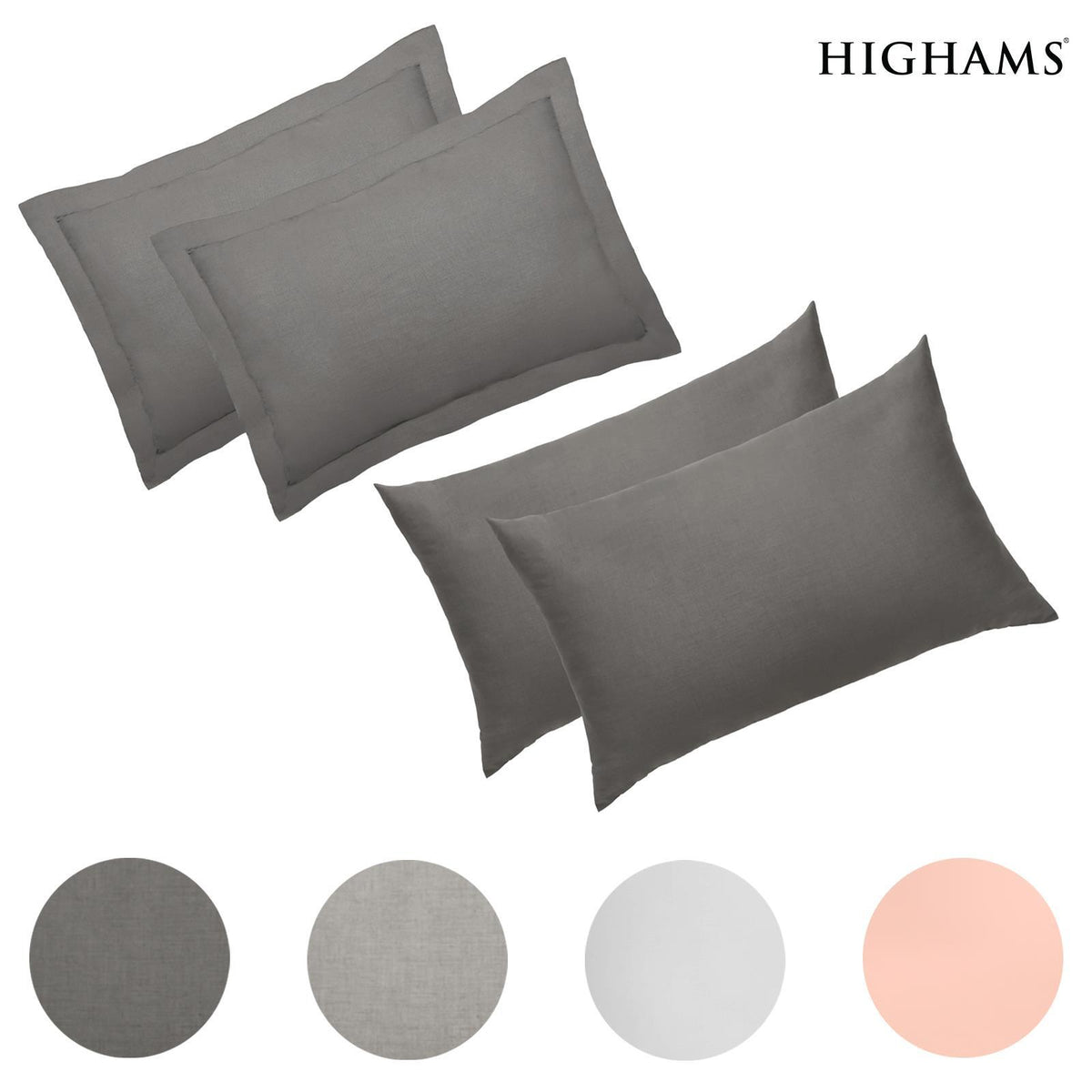 OHS Multi-Pack Polycotton Hotel Style Housewife Oxford Edge Pillowcase Set