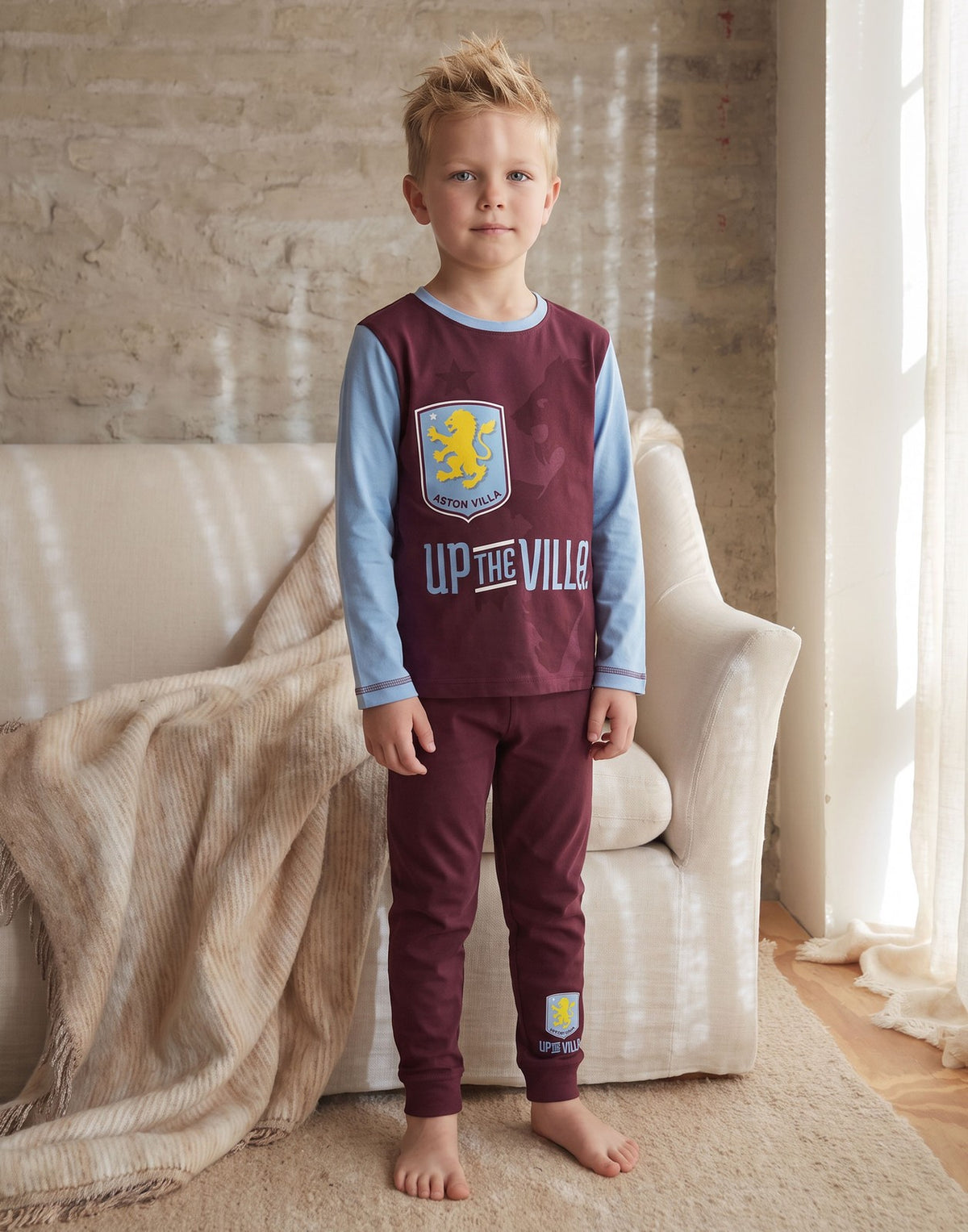 Aston Villa Long Sleeve Long Leg Pyjama Set | Boys Claret | Official Merch