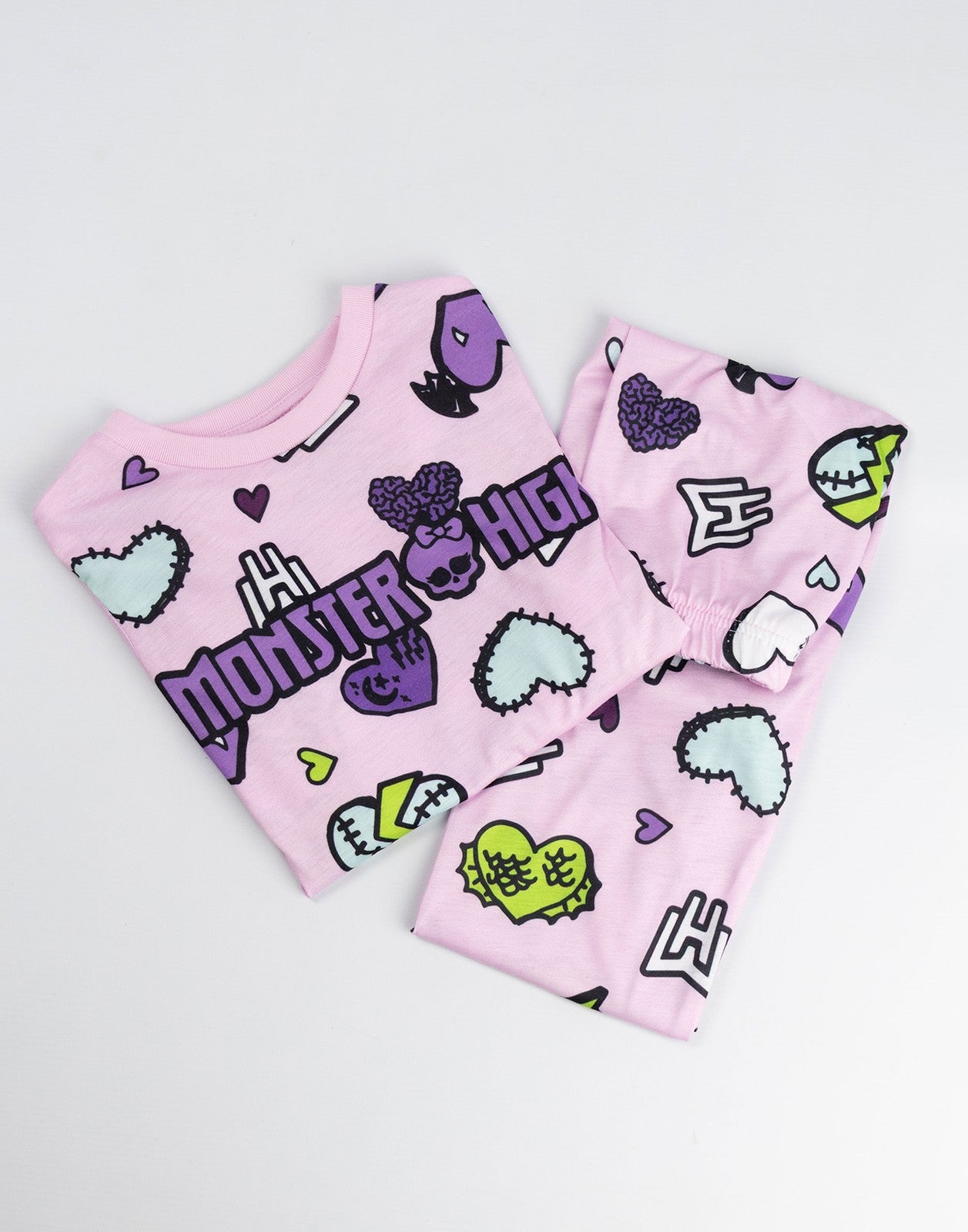 Monster High Long Sleeve Long Leg Pyjama and Jumper 3 Piece Set | Girls Multicol