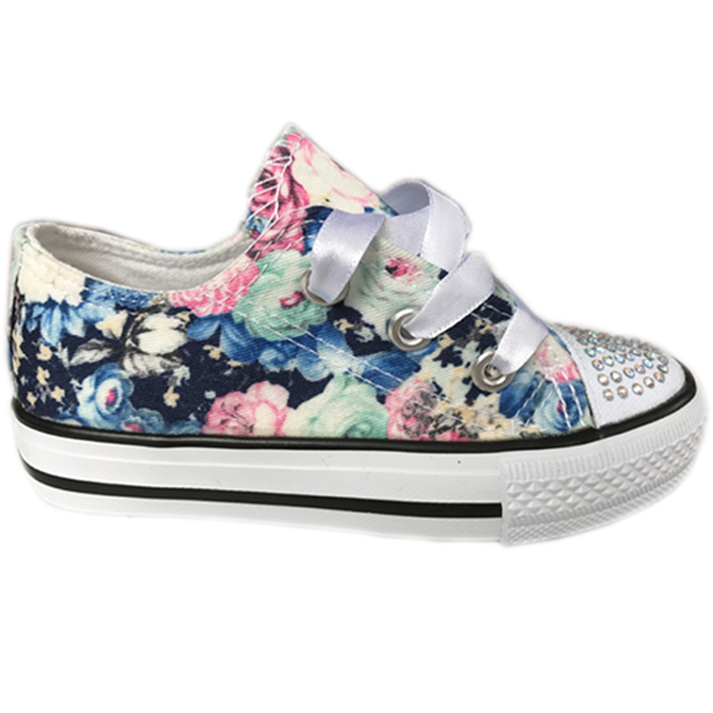 GIRLS DIAMANTE CANVAS SHOES CHILDRENS CASUAL PUMPS PLIMSOLLS SNEAKERS TRAINERS