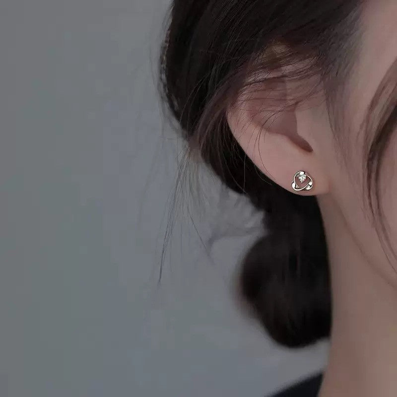925 Sterling Silver Crystal Swirl Stud Earrings Jewellery Women Girls Gift
