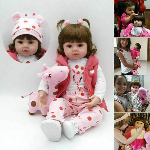 Lifelike Reborn Dolls Vinyl Silicone 18in Realistic Newborn Baby Girl Doll Gift