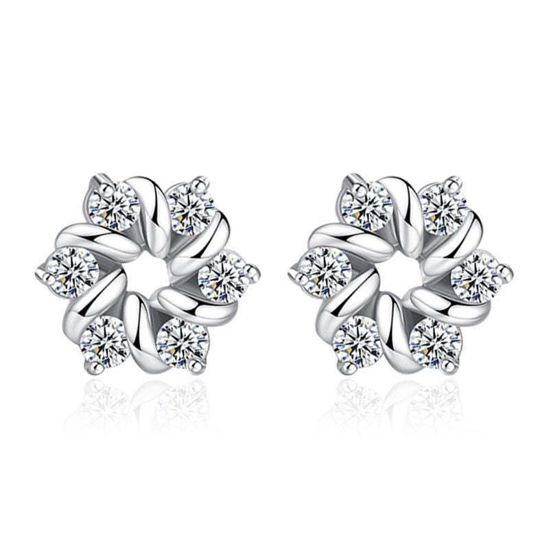 925 Sterling Silver Crystal Swirl Stud Earrings Jewellery Women Girls Gift UK
