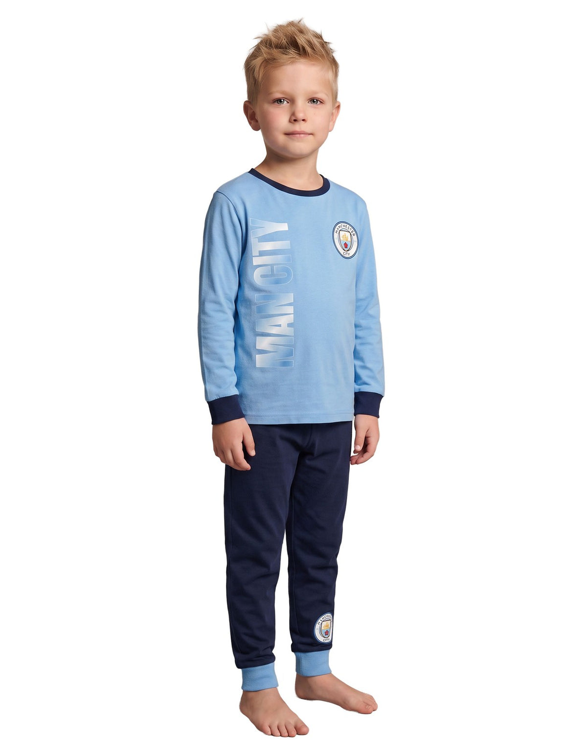 Manchester City Long Sleeve Long Leg Pyjama Set | Boys Blue | Official Merch
