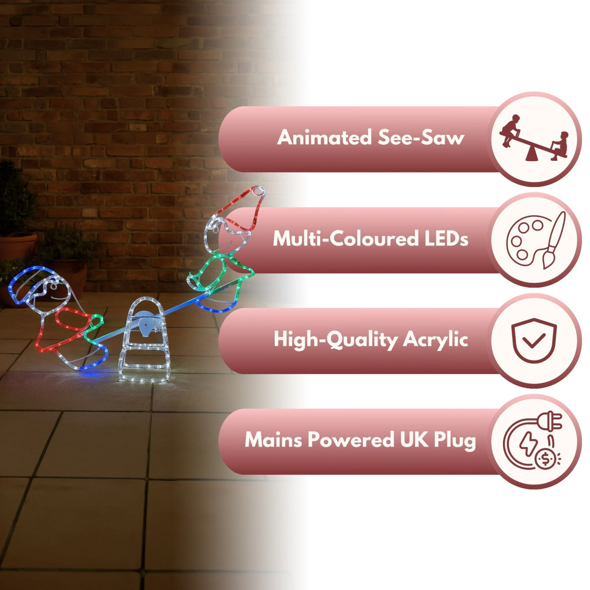 Christmas LED Rope Light Decoration See Saw Multicoloured Indoor Outdoor Xmas