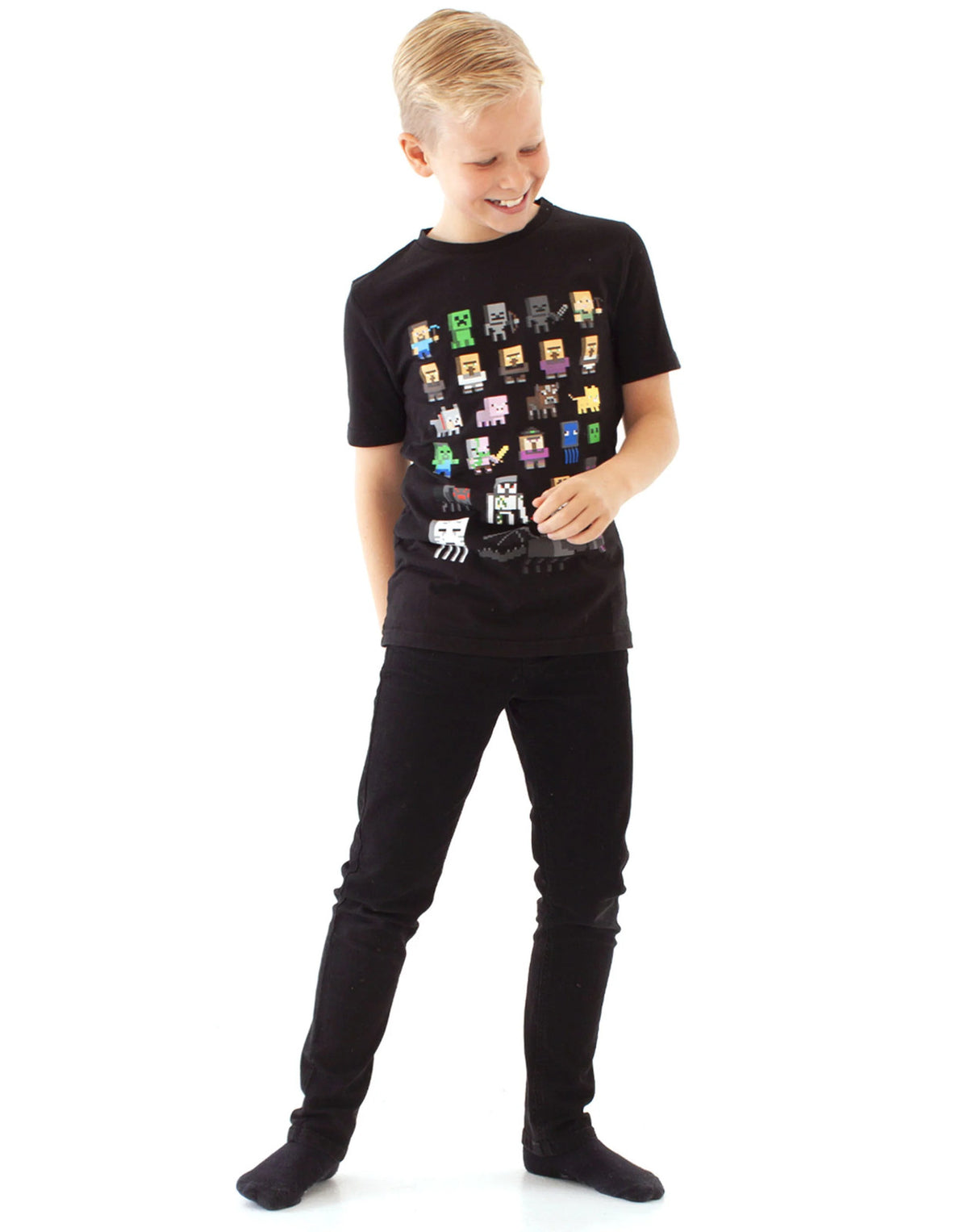 Minecraft Short Sleeved T-Shirt | Boys Black Gaming | Official Merch