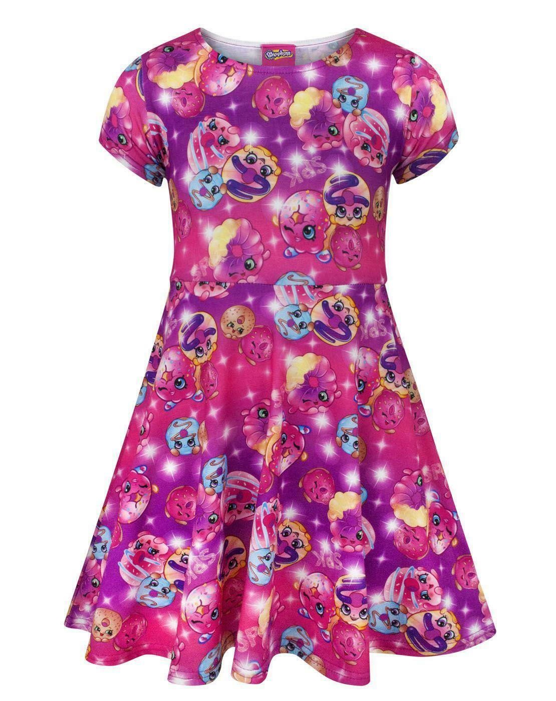 Shopkins Short Sleeve Skater Dress | Girls Pink | Official Merch
