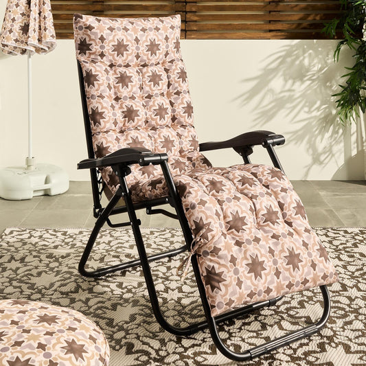 OHS Tiles Print Gravity Chair Seat Cushion Water Resistant Filled Garden Pad