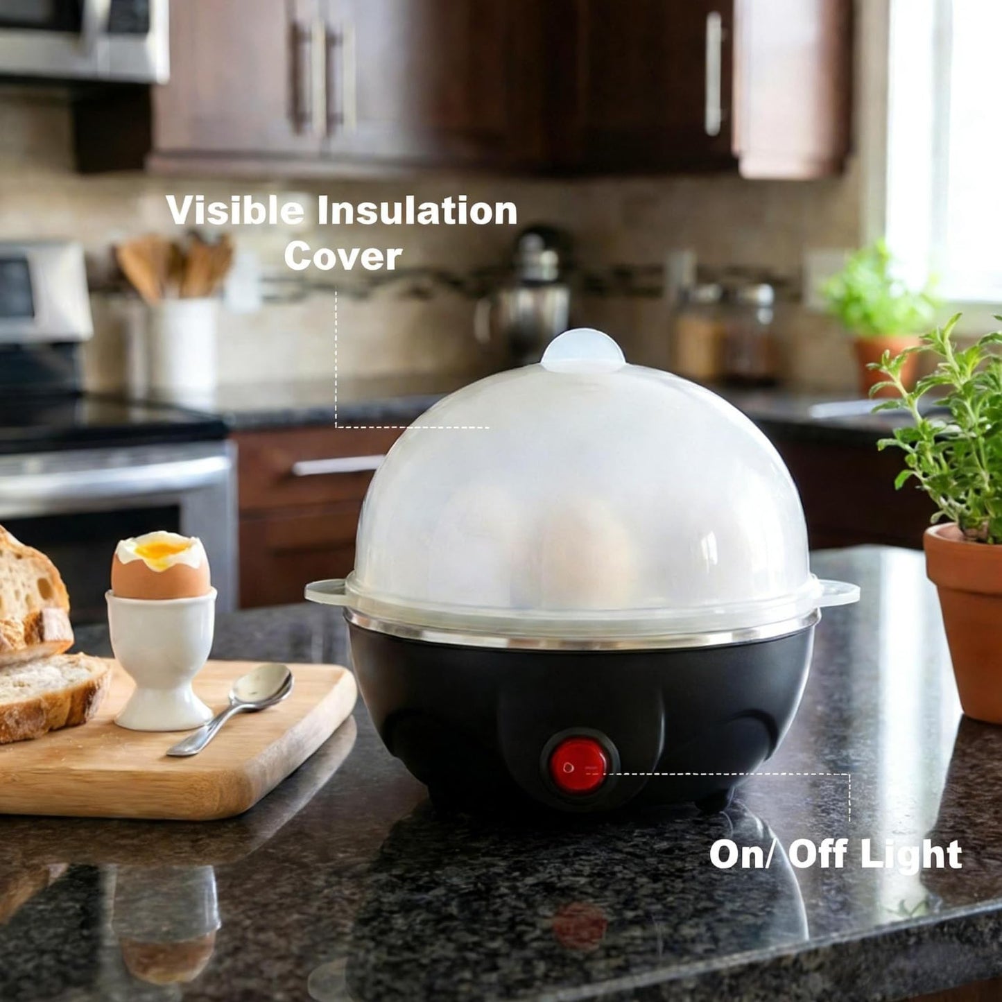 3-in-1 Electric Egg Cooker 7-Egg Capacity Omelette Maker & Steamer Breakfast
