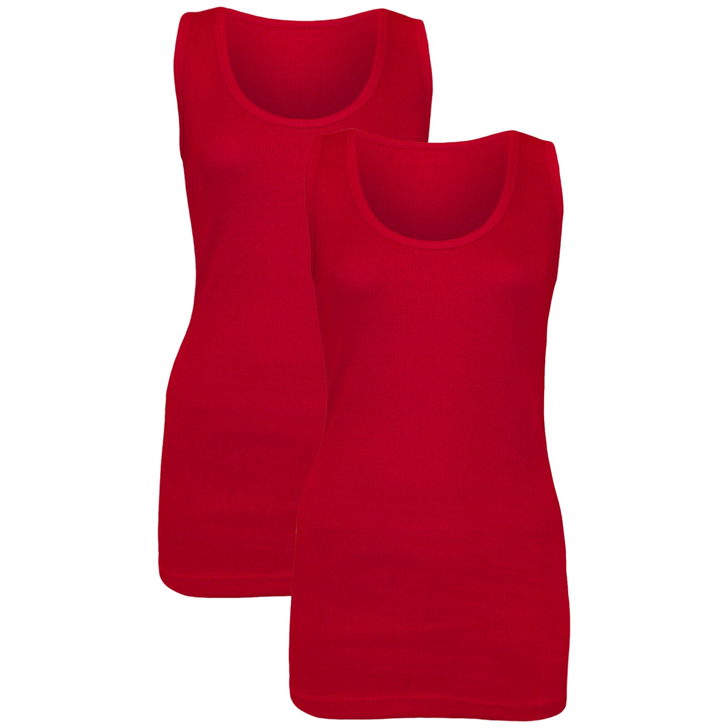 2 PACK NEW LADIES WOMEN PLAIN SUMMER STRETCHY RIBBED CASUAL TOP T SHIRT  VEST