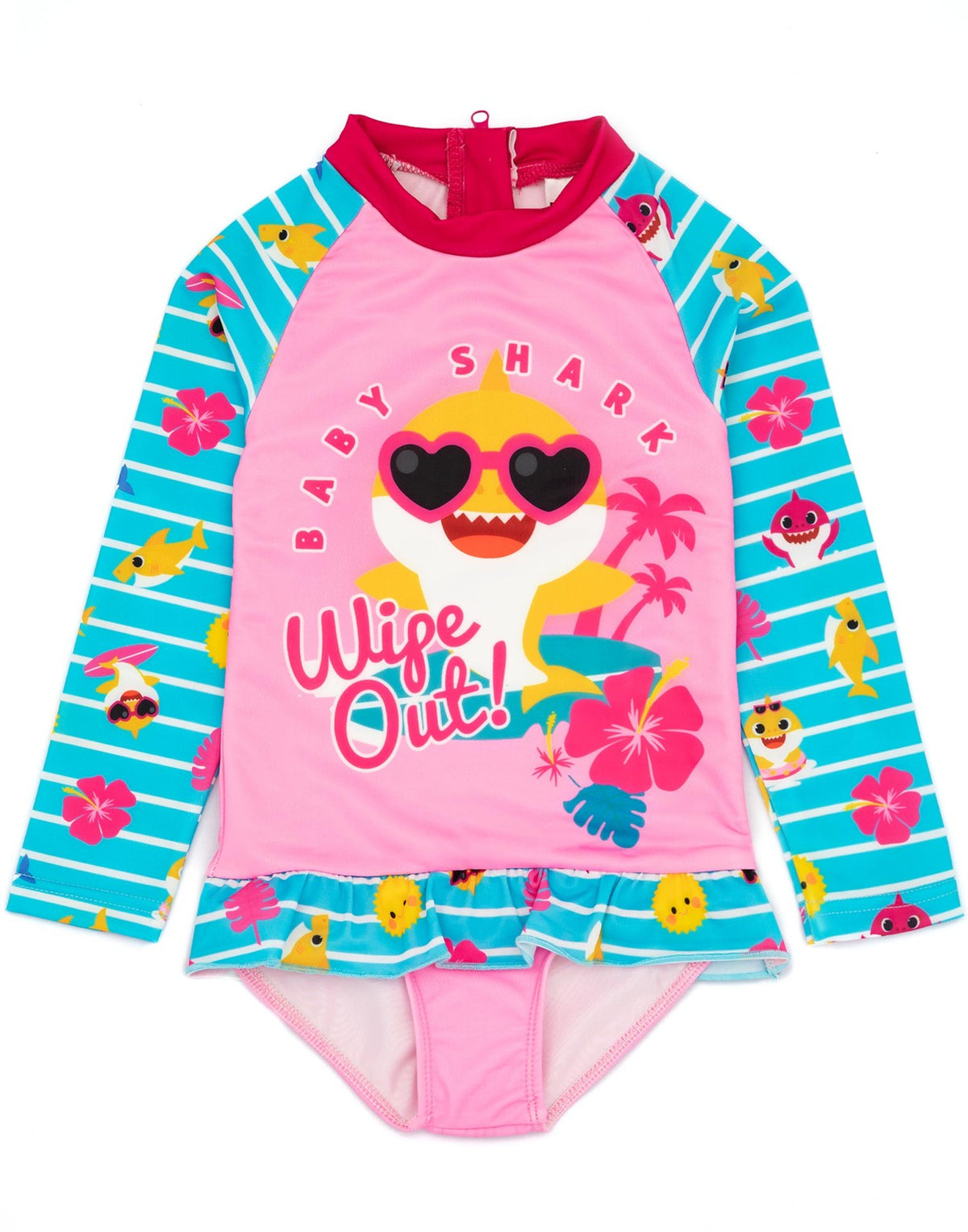 Baby Shark 1 Piece Surf Suit | Girls Pink | Official Merch