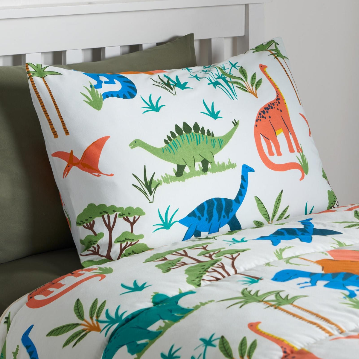 Dino Coverless Duvet Pillowcase 10.5 Tog Kids Single Quilt Camping Bedding Set