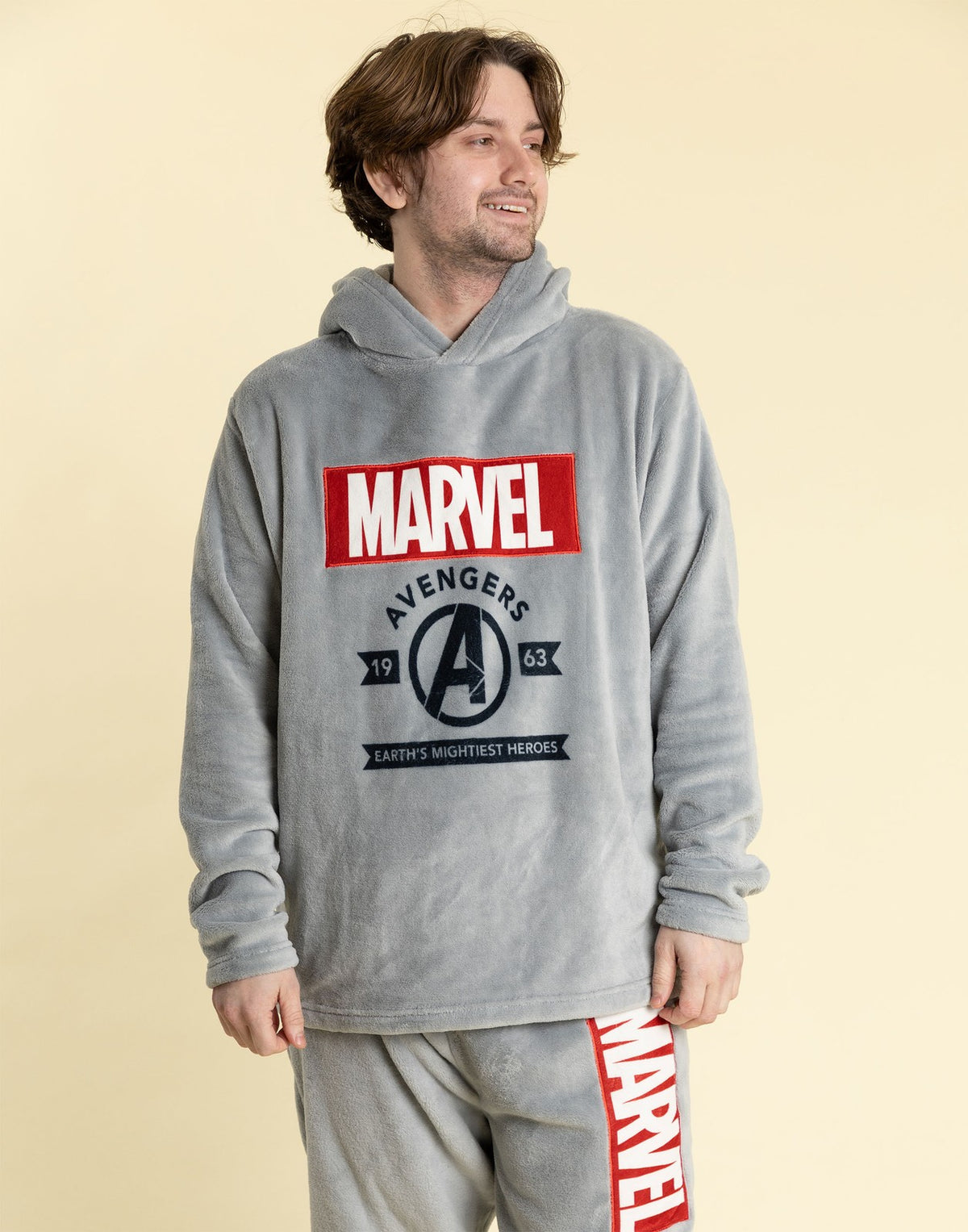 Marvel Long Sleeve Long Leg Pyjama Set | Mens Grey | Official Merch