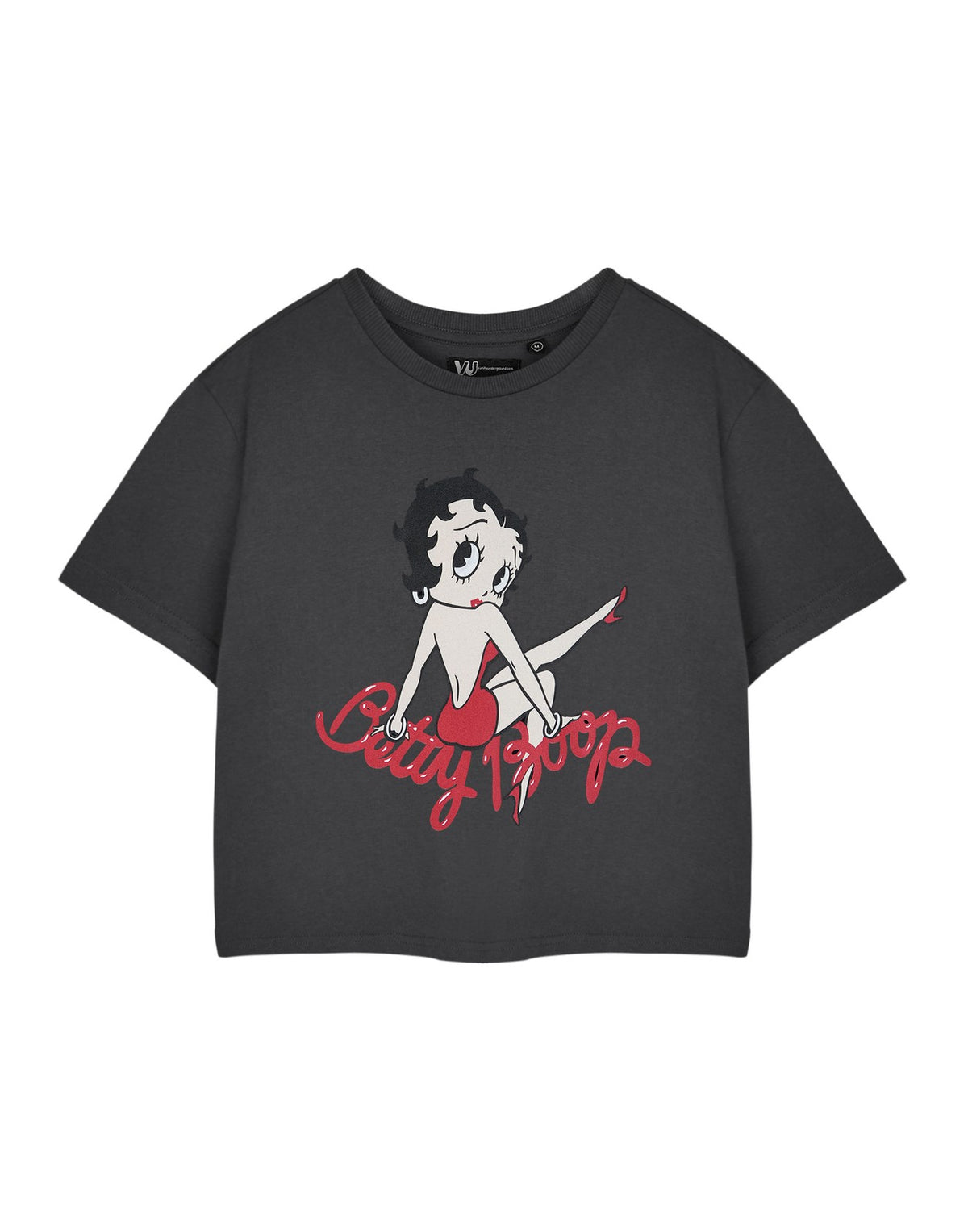 Betty Boop Cropped Short Sleeved T-Shirt | Womens Charcoal | Official Merch