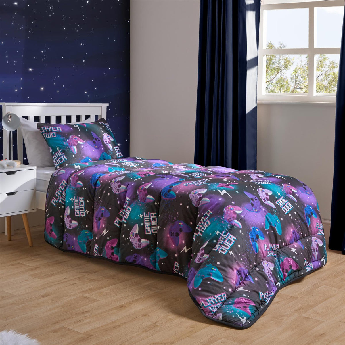 Gaming Coverless 10.5 Tog Duvet Set Single Bed Quilted Kids Gamer Pillowcase