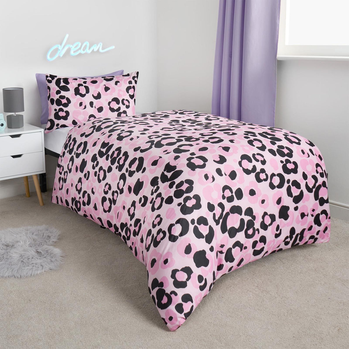 Leopard Reversible Duvet Cover Set Soft Quilt with Pillowcases Animal Bedding