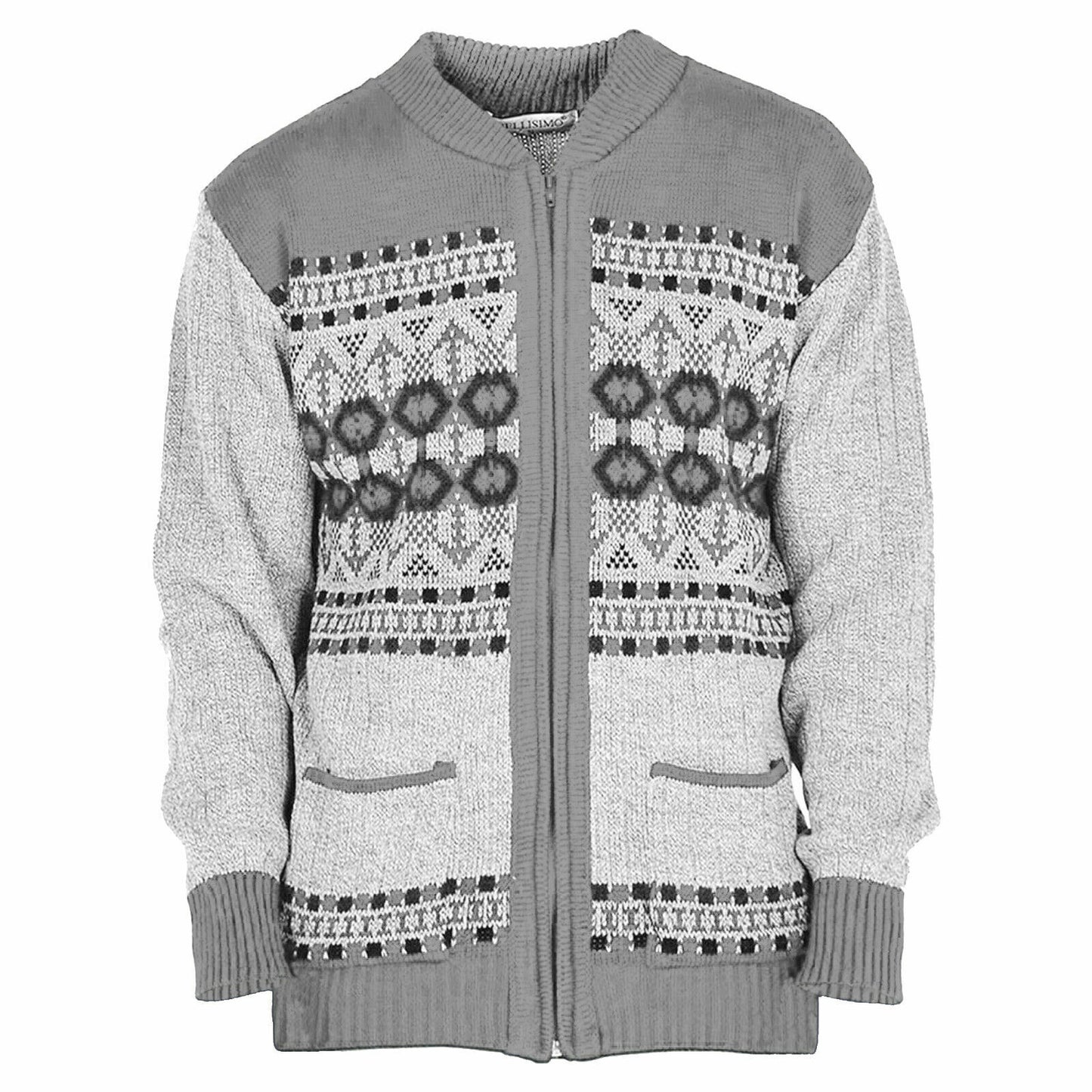 MENS AZTEC PATTERN CARDIGAN ZIP POCKET THICK WINTER WARM SWEATER KNITTED JUMPER