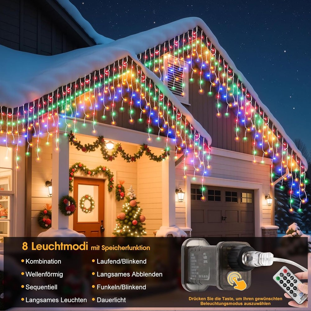 CHRISTMAS LED WHITE SNOWING ICICLE BRIGHT PARTY WEDDING XMAS OUTDOOR LIGHTS