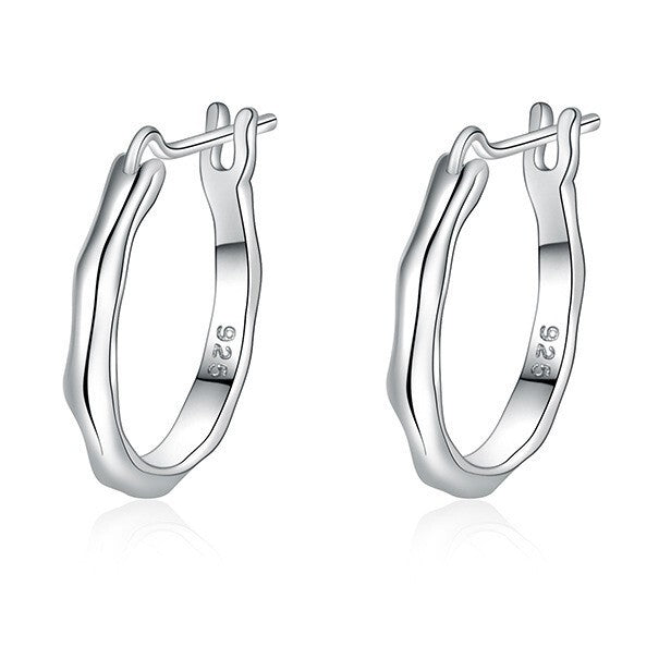 925 Sterling Silver Bamboo Hoop Earrings Women Girls Jewellery Gift UK