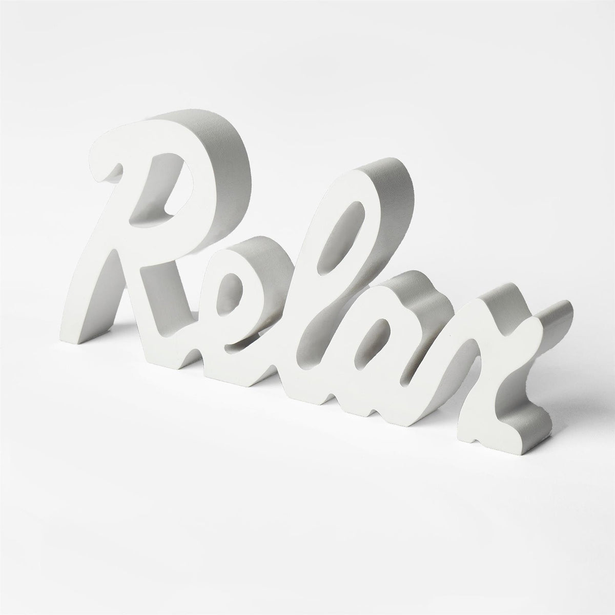 OHS Relax Sign Ornament Word Wood Figure New Home Bathroom Decor Gift, White