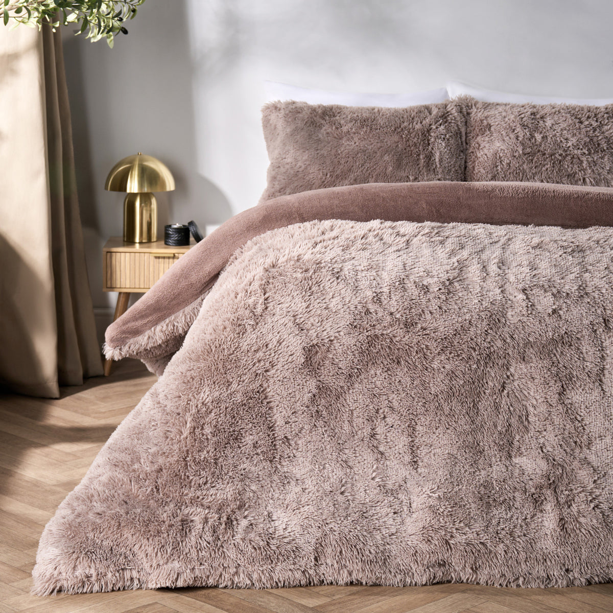 OHS Teddy Bedding Set Soft Fleece Faux Fur Fluffy Cosy Warm Duvet Cover