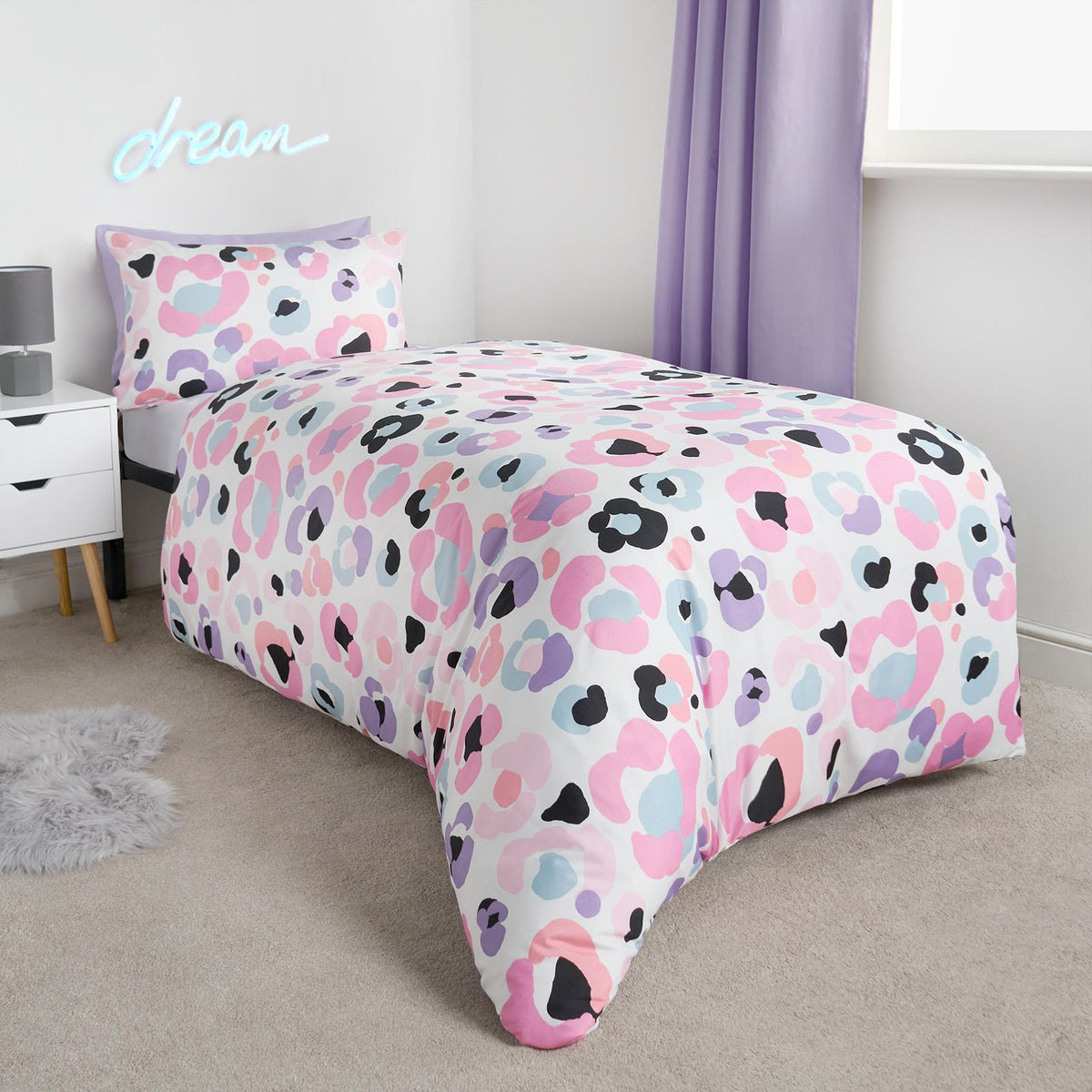 Leopard Reversible Duvet Cover Set Soft Quilt with Pillowcases Animal Bedding