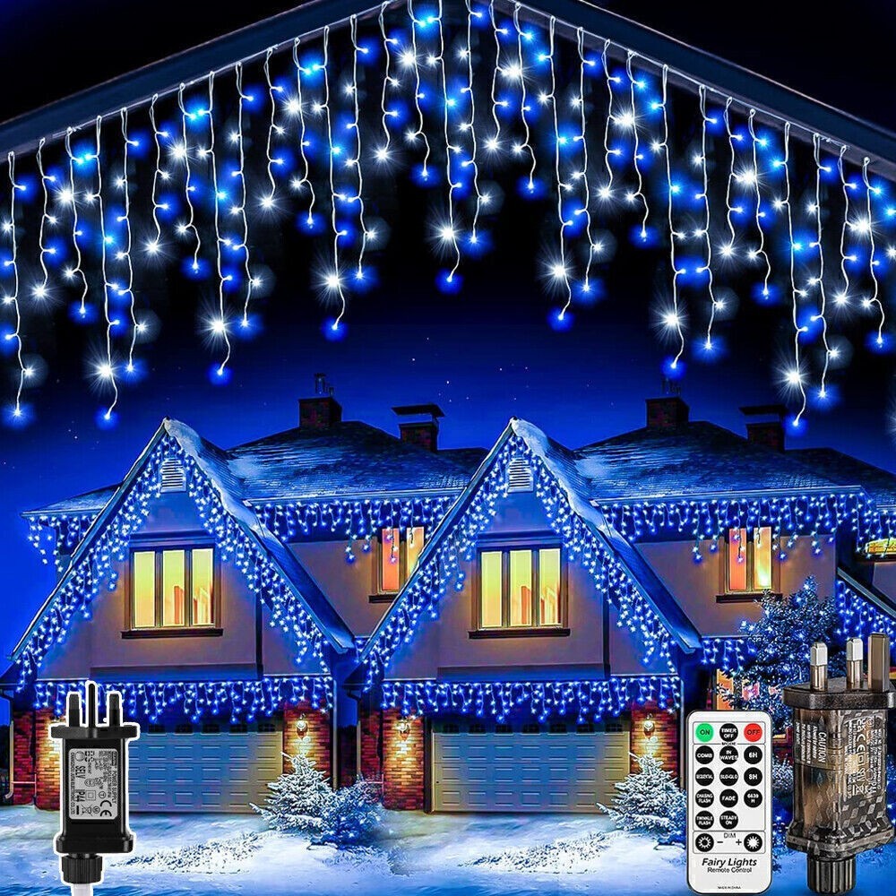 CHRISTMAS LED WHITE SNOWING ICICLE BRIGHT PARTY WEDDING XMAS OUTDOOR LIGHTS