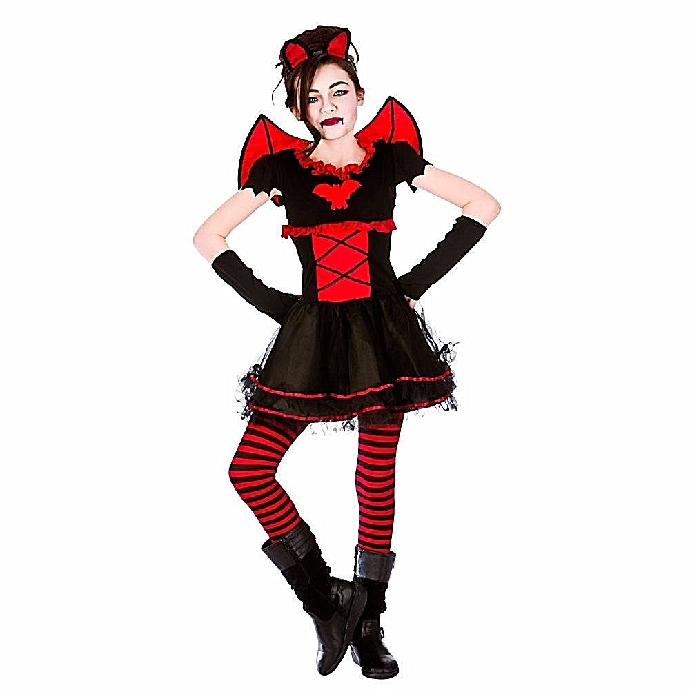 Child LITTLE VAMPARINA Spooky Horror Halloween Girl Fancy Dress Costume Age 3-13