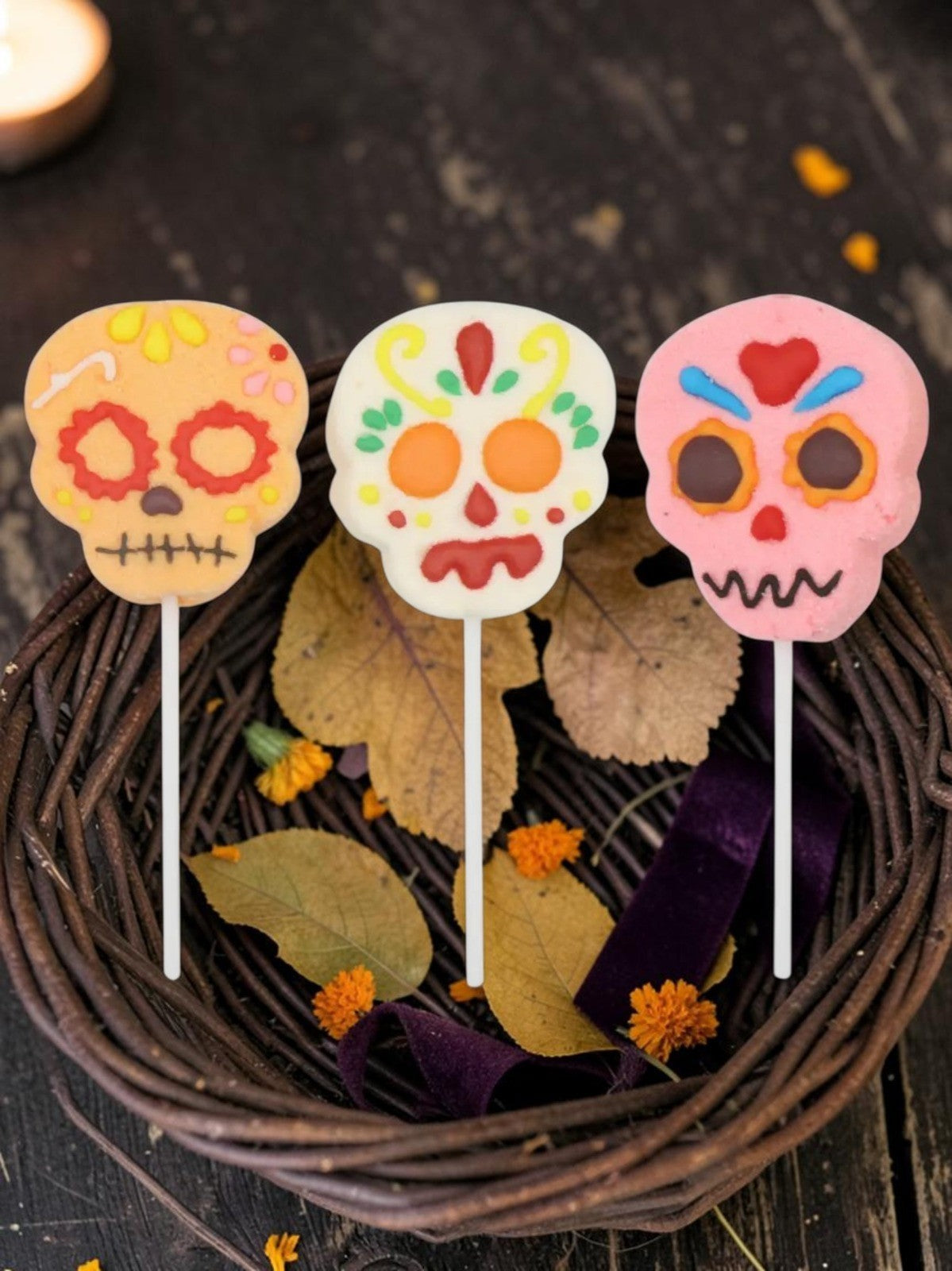 Skull Mallow Lollipops Halloween Fruit Flavoured Sweets 35g each 3, 6 or 12 Pack