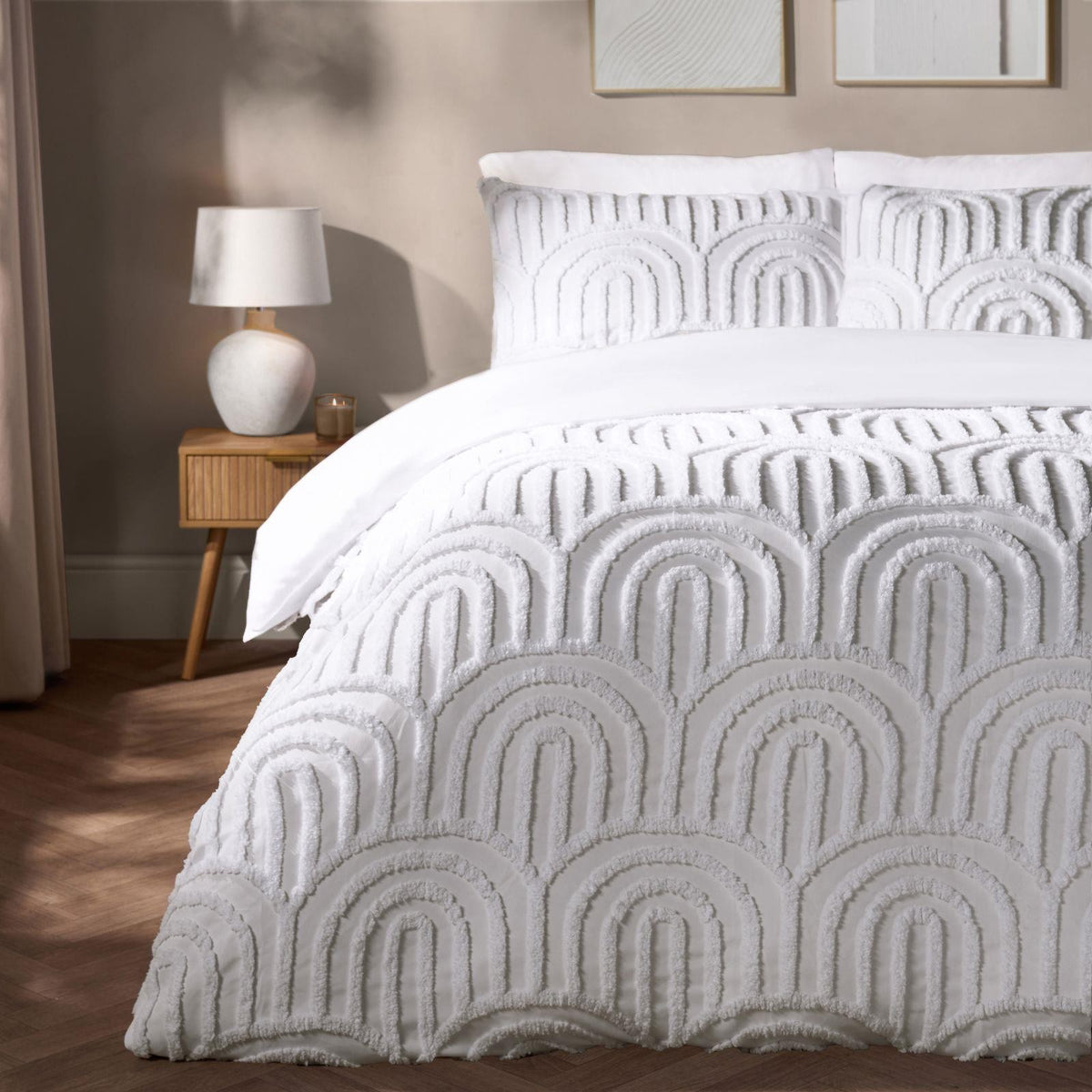 OHS Tufted Arches Bedding Set Duvet Cover with Pillowcase Double King Size