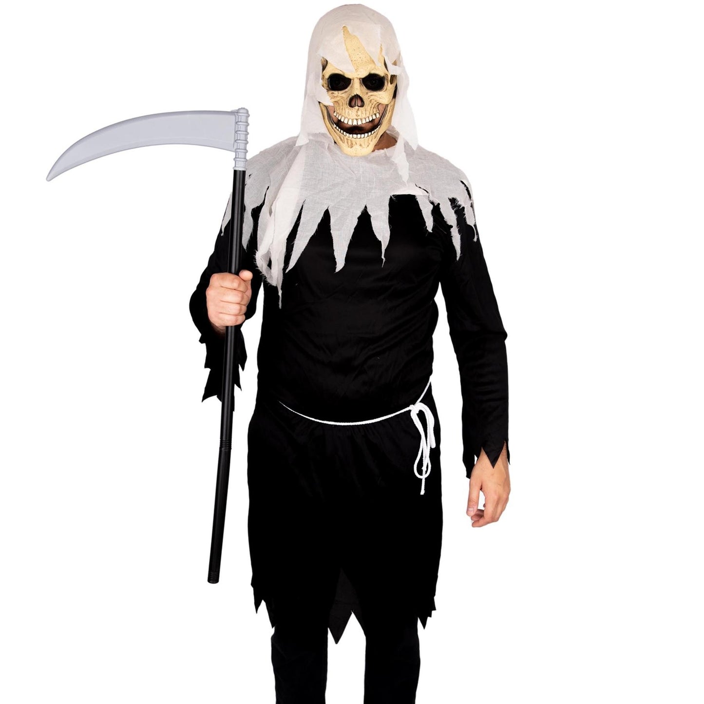 Halloween Costume Large Fancy Dress Party Scary Skeleton Grim Reaper Black White