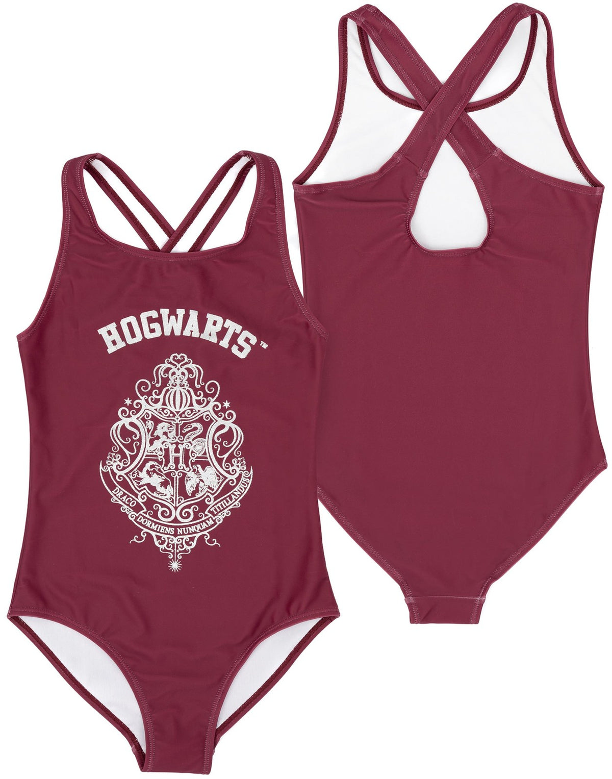 Harry Potter 1 Piece Swimming Costume | Girls Burgundy | Official Merch