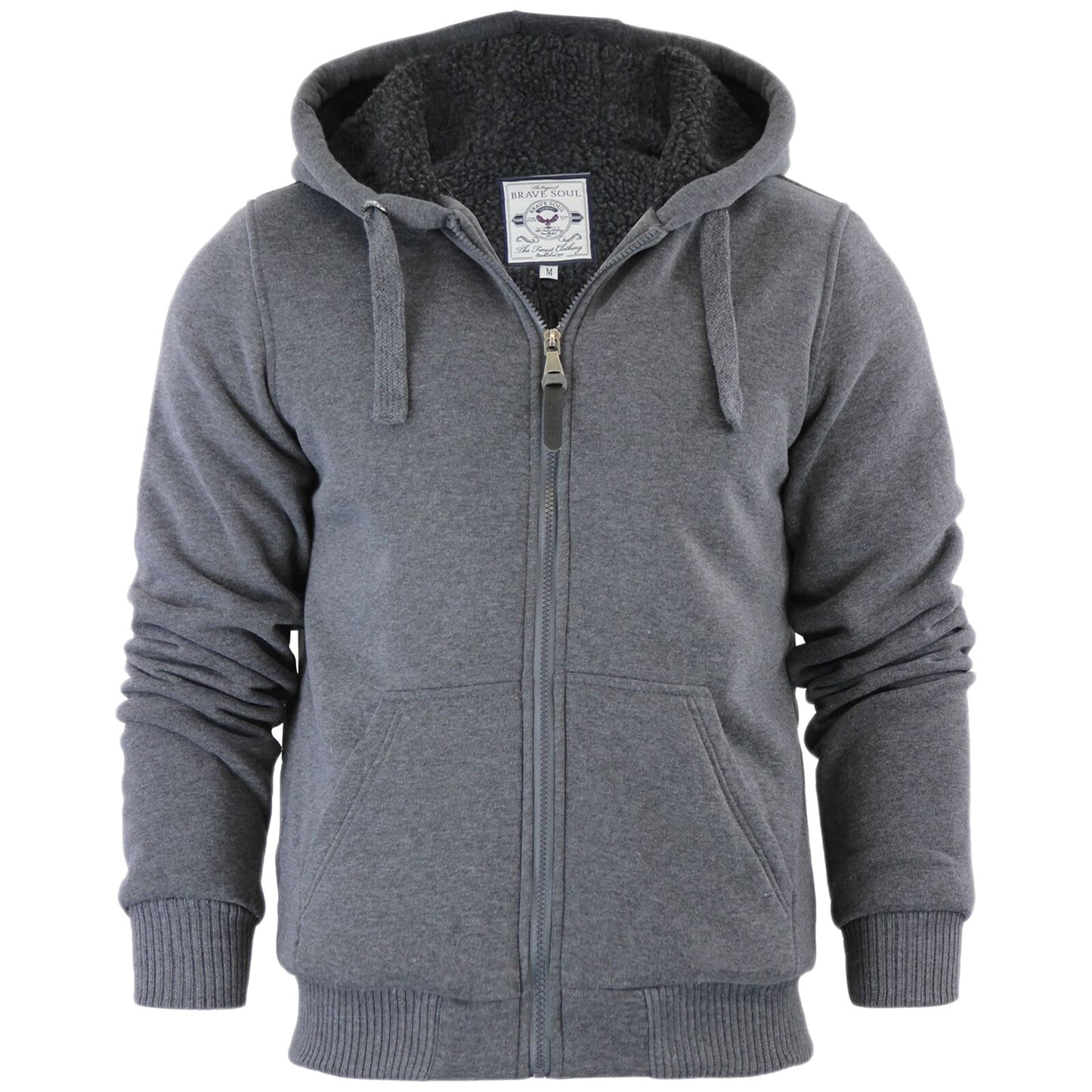MENS HOODED PADDED SWEATSHIRT HOODY SHERPA FLEECE FUR LINED JUMPER JACKETS TOPS