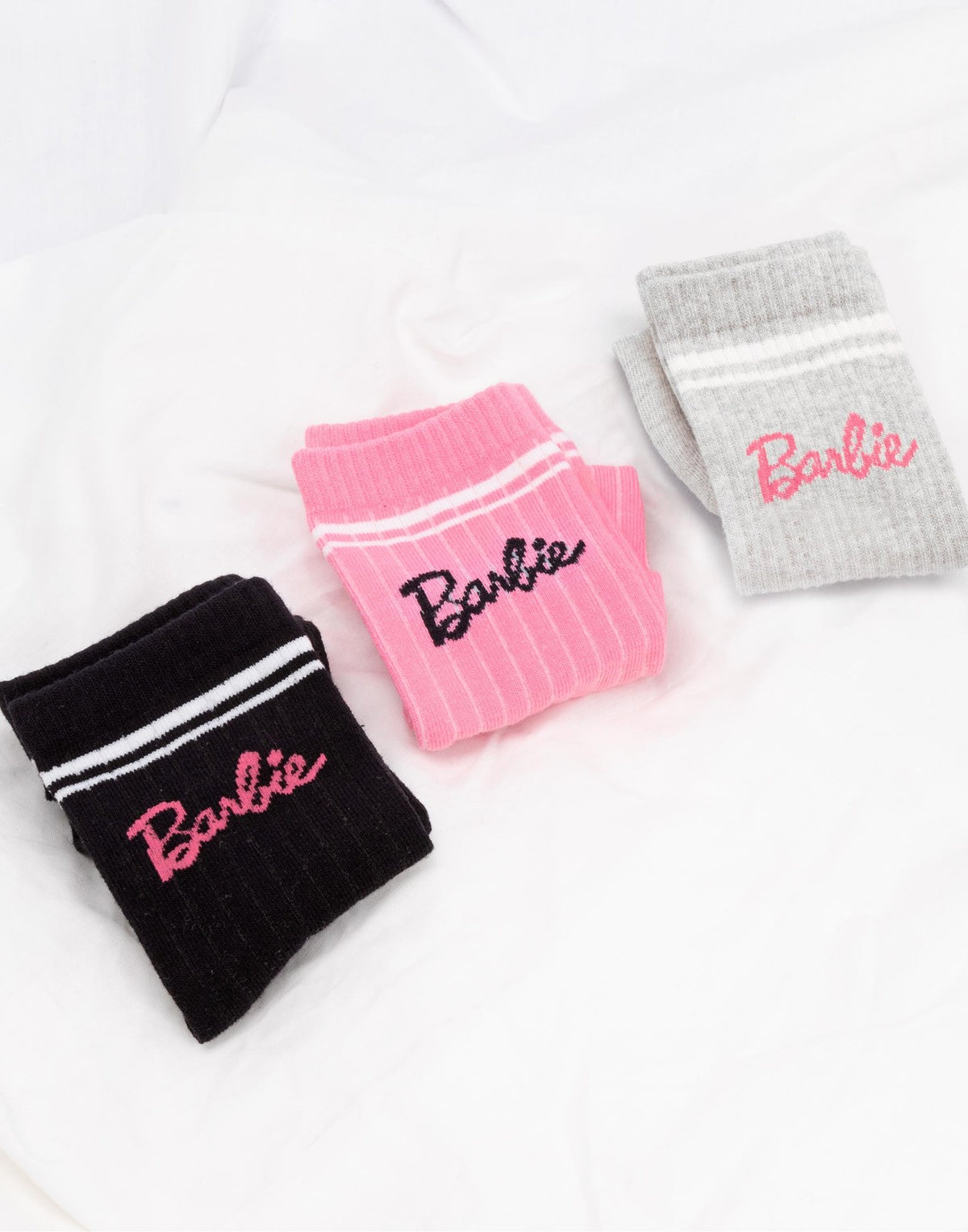 Barbie Calf Socks Set of 3 | Womens Pink | Official Merch