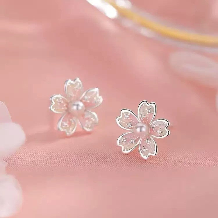 925 Sterling Silver Pearl Flower Stud Earrings Jewellery Women Girls Gift