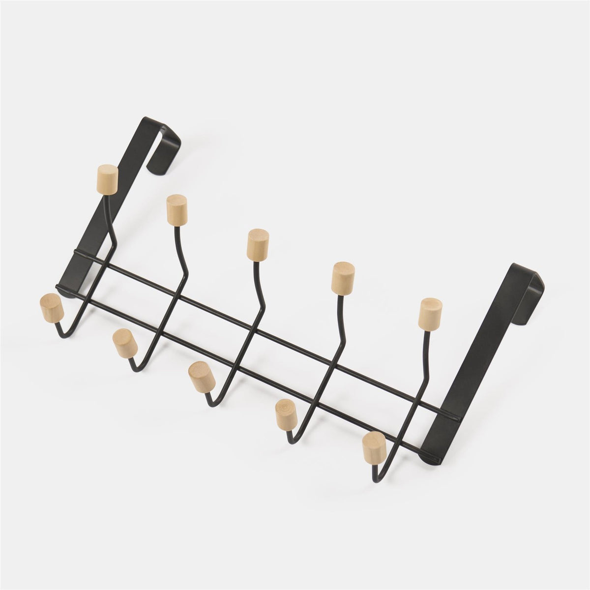Over Door 10 Hooks Coat Hanger Wood Organiser Space Saving Home Storage Rail