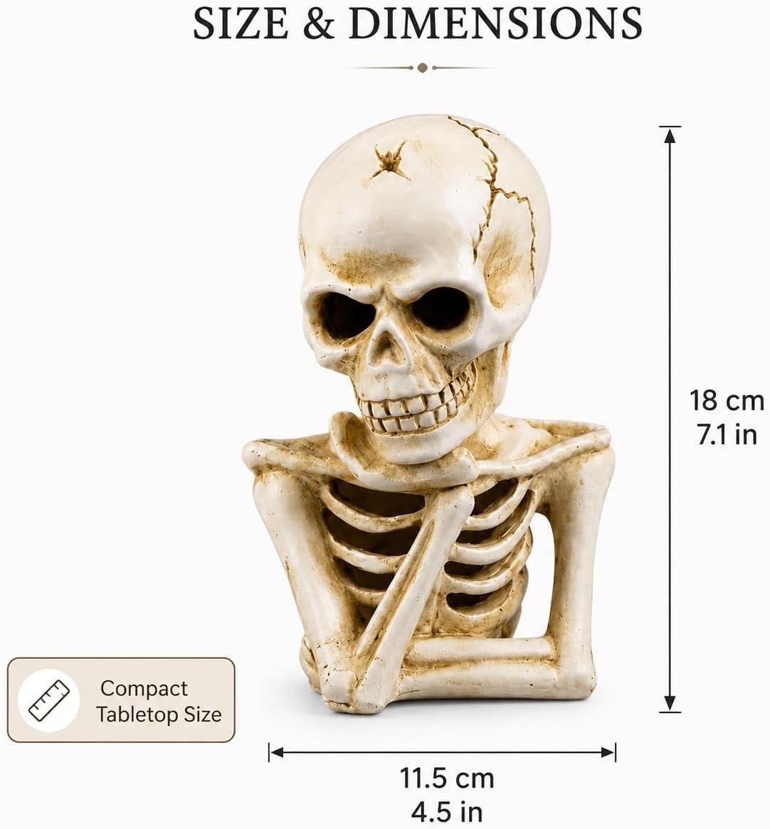 Halloween Skeleton Decoration 18cm Sitting Polyresin Scary Table Ornament