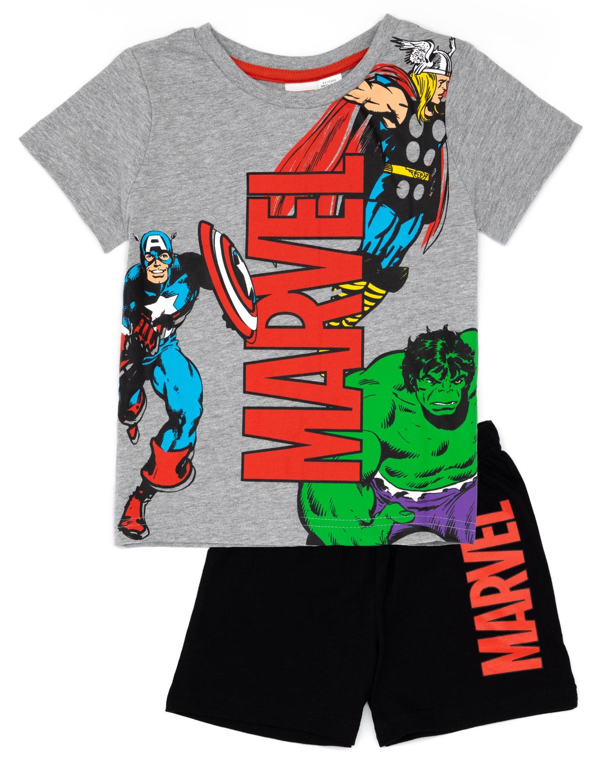 Marvel Short Sleeve Short Leg Pyjama Set | Boys Black/Grey | Official Merch