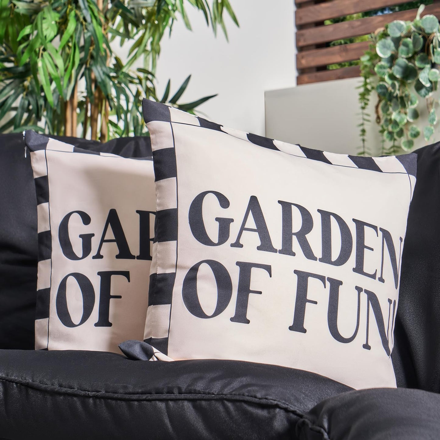 OHS Slogan Garden Cushion Covers 2 Pack Water Resistant Outdoor - Garden of Fun