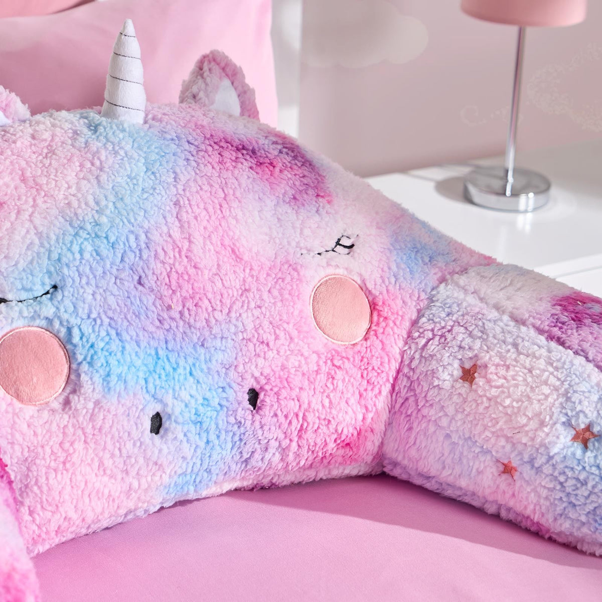 Unicorn Cuddle Cushion Teddy Fleece Reading Bed Pillow Chair Back Support Arms