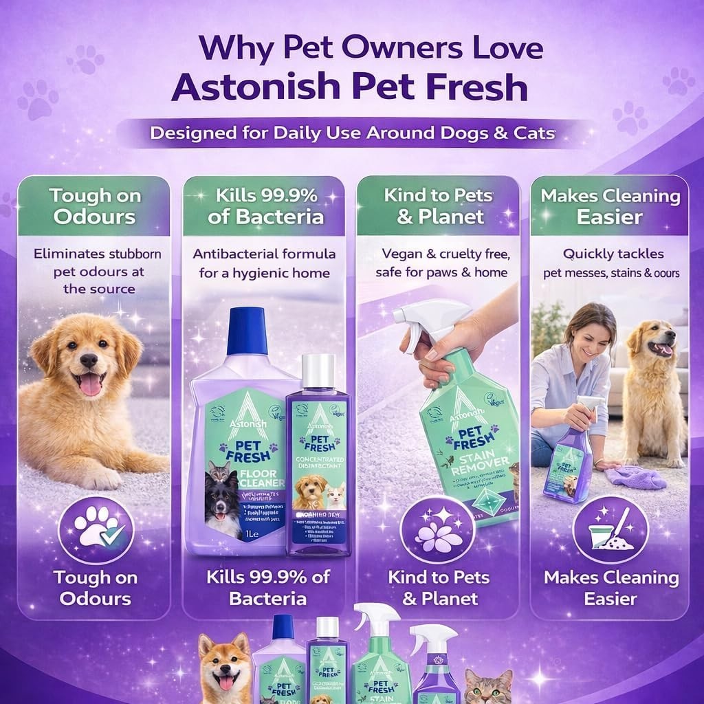 Astonish 4pc Pet Cleaning Bundle – Powerful Odour Eliminator, Safe For Cats&Dogs