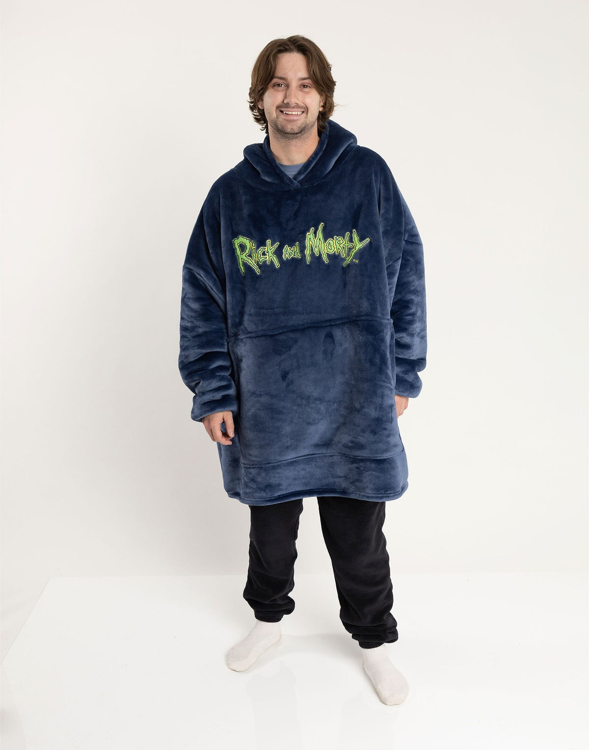 Rick And Morty Blanket Hoodie | Mens Black | Official Merch