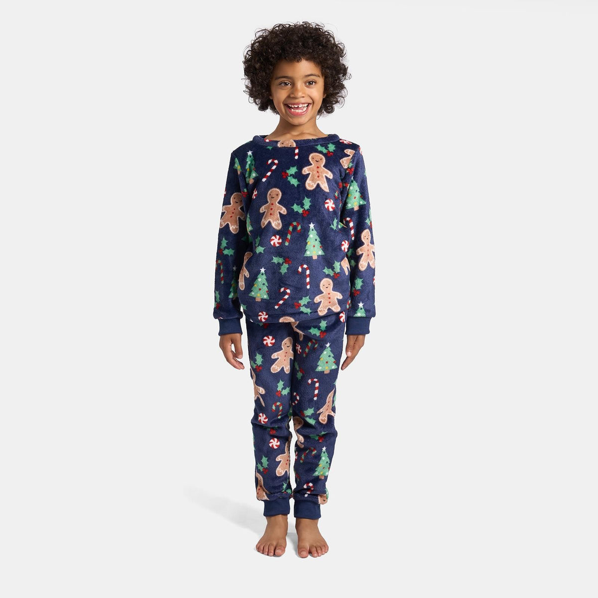 OHS Print Pyjama Set Pull Over Soft Fleece Kids Winter Loungewear Nightwear