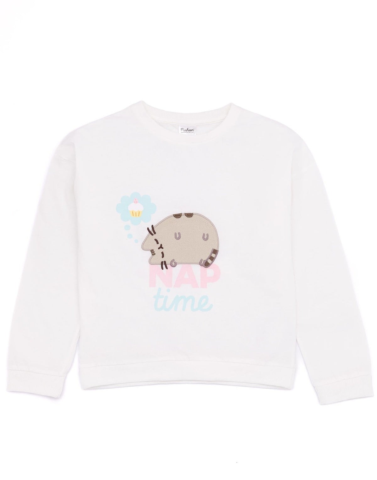 Pusheen Long Sleeve Short Leg Pyjama Set | Girls Blue/Cream | Official Merch