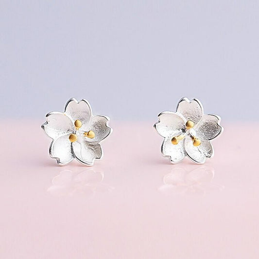 Womens Girls Beautiful Flower Stud Earrings 925 Sterling Silver Jewellery Gift
