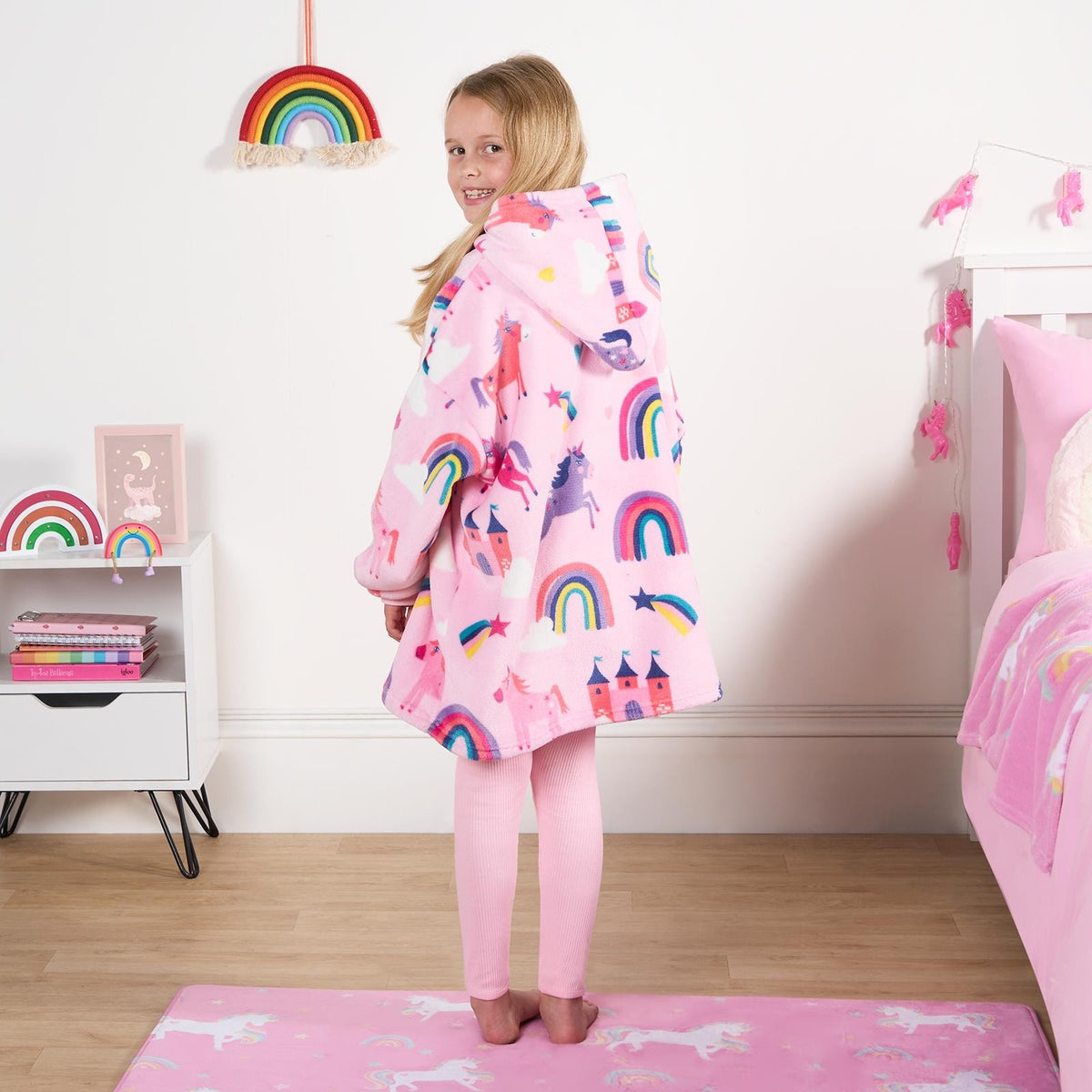 Rainbow Hoodie Oversized Wearable Throw Sherpa Fleece Giant Warm Soft Blanket