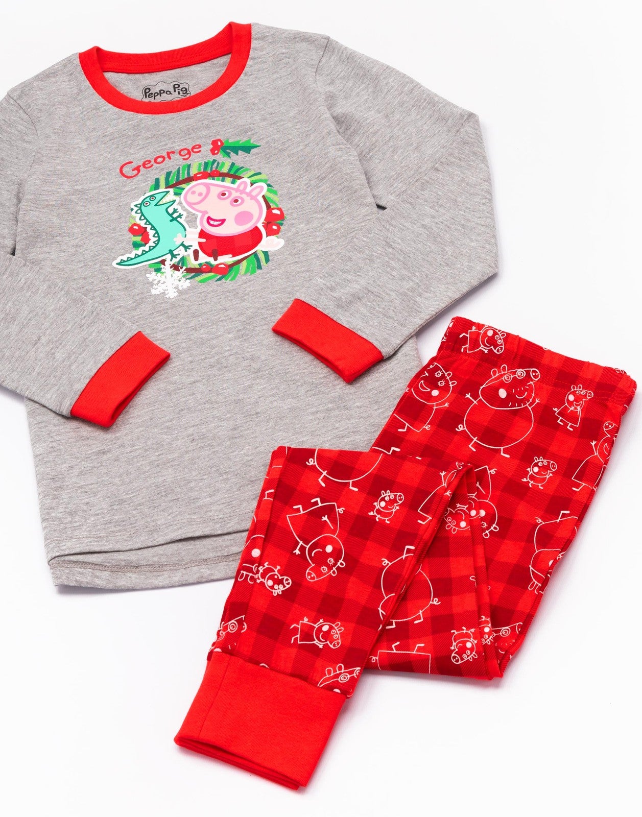 Peppa Pig Long Sleeve Long Leg Pyjama Set | Boys Red | Official Merch