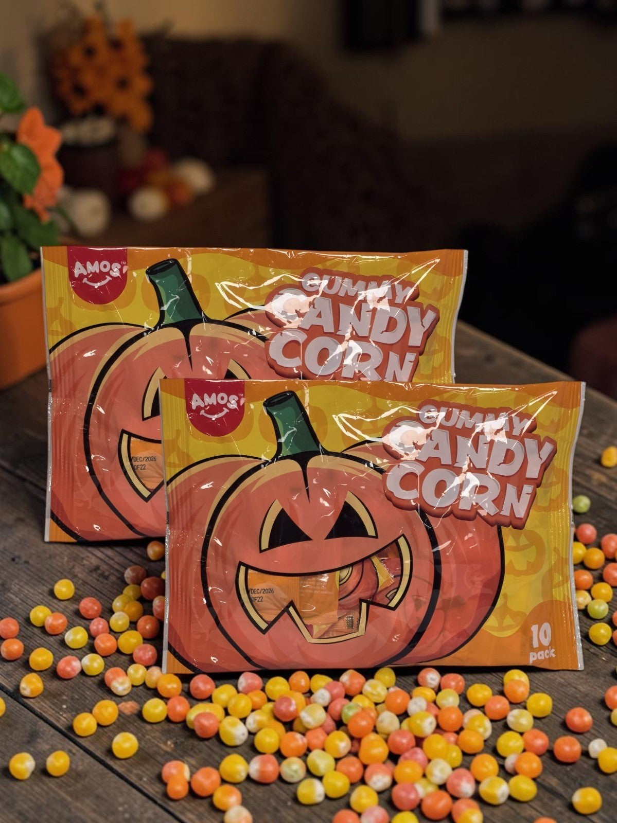 AMOS Gummy Candy Corn Halloween Sweets 10 Pack Trick or Treat Single or 2 Bags