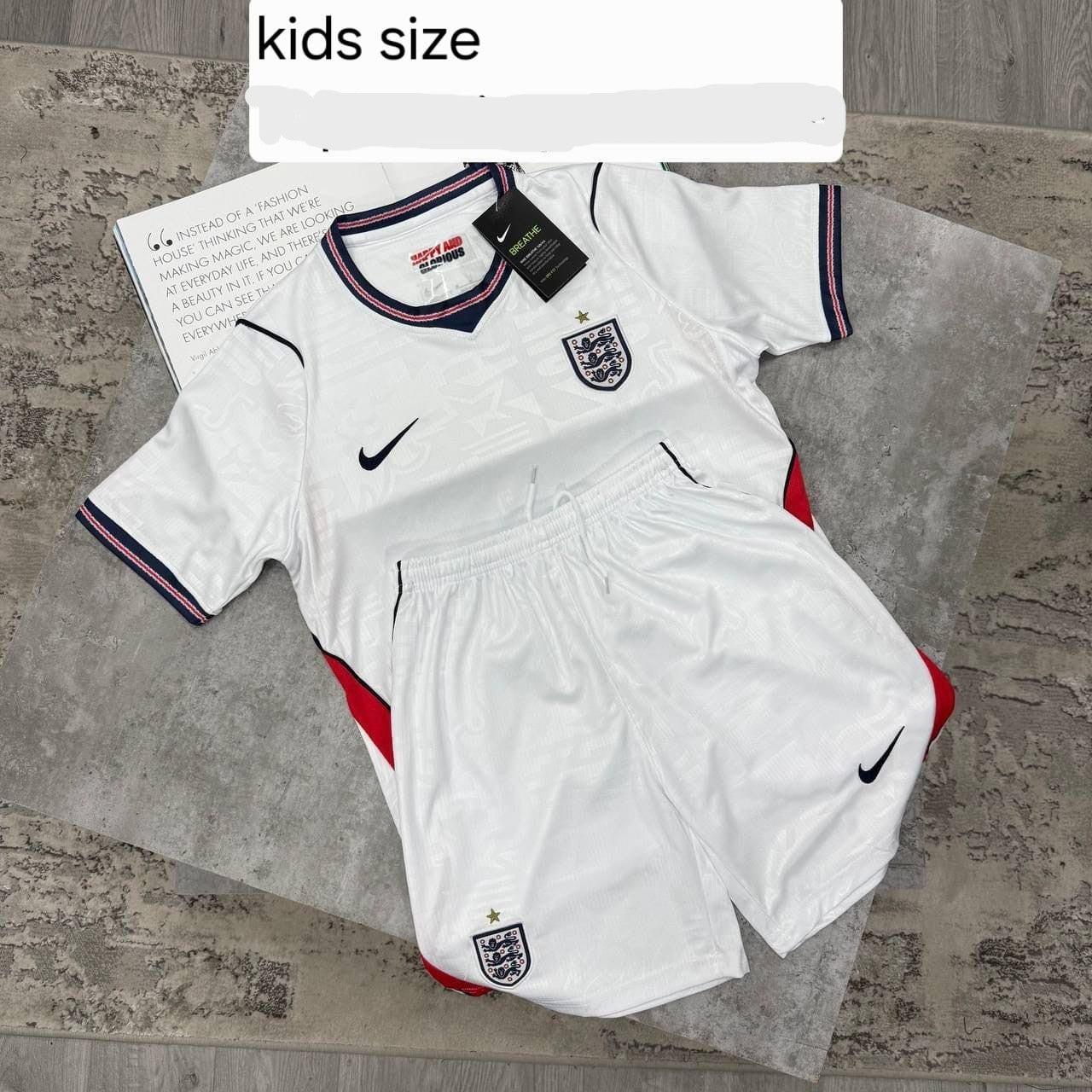 England Home Football Kit Kids Complete 2-Piece Set Youth Jersey & Shorts